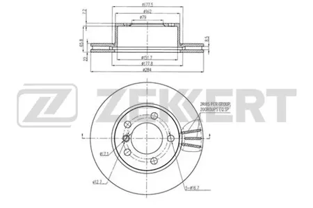 ZEKKERT BS6237 Диск торм. перед. BMW 1 (F20, F21) 11-