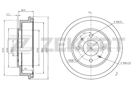 ZEKKERT BS6239 Барабан тормозной . задн. Hyundai Accent II 99-