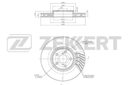 ZEKKERT BS6247 Диск торм. перед. правый Lexus GS 350 (L1, S19) 05-