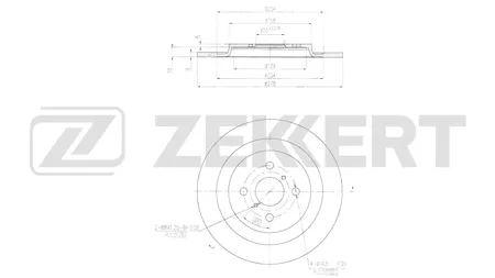 ZEKKERT BS6259 Диск торм.задний Toyota Yaris (P90, P30) 05-, Daihatsu Charade VIII 11-