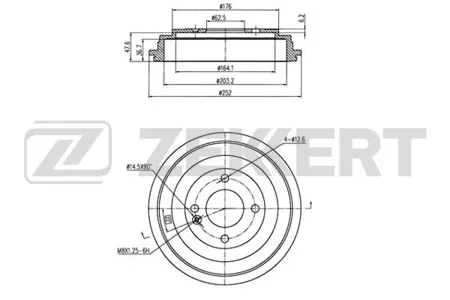 ZEKKERT BS6323 Барабан тормозной . задн. Hyundai Solaris IV 10-, Kia Rio III, IV 11-