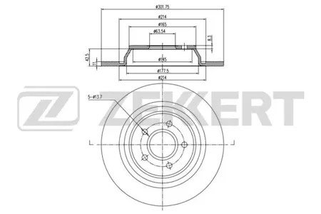 ZEKKERT BS6341 Диск торм.задний Ford Mondeo V 14-