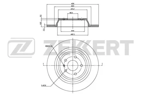 ZEKKERT BS6359 Диск торм.задний Ford Kuga II 13-, Mondeo V 14-