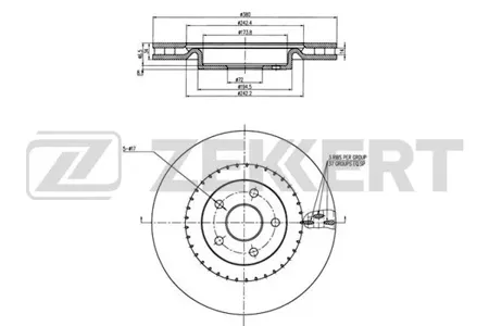 ZEKKERT BS6362 Диск торм. перед. Jeep Grand Cherokee IV 11-