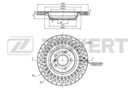 ZEKKERT BS6365 Диск торм.задний Mercedes GLE (166, 292) 15-, M-Class (166) 11-