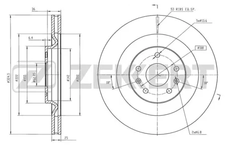 ZEKKERT BS6368 Диск торм. перед. Chery Tiggo 5 (T21) 14-