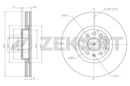 ZEKKERT BS6423 Диск торм. перед. VW Teramont 17-