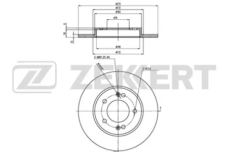 ZEKKERT BS6436 Диск торм.задний Hyundai i30 II 16-, Kia Ceed III 18-