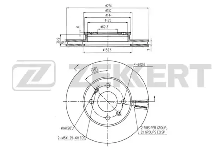 ZEKKERT BS6440 Диск торм. перед. Kia Picanto III 17-