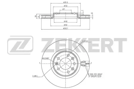 ZEKKERT BS6446 Диск торм.задний Citroen Jumpy III 16-, Spacetourer 16-, Opel Vivaro C 19-, Peugeot III Expert 16-