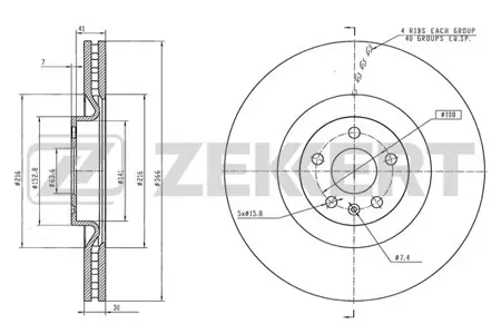 ZEKKERT BS6454 Диск торм. перед. Volvo XC60 II 17-, XC90 II 14-