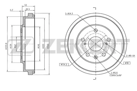 ZEKKERT BS6461 Барабан тормозной задн. Suzuki SX4 (EY,GY) 06-, SX4 (GY,RW) 07-