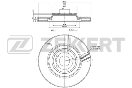 ZEKKERT BS6463 Диск торм. перед. Audi A4 V 16, A4 Allroad V 18-, A5 16-, A6 V 20-, Q5 II 16-, Q7 II 15-, VW Touareg III 17-