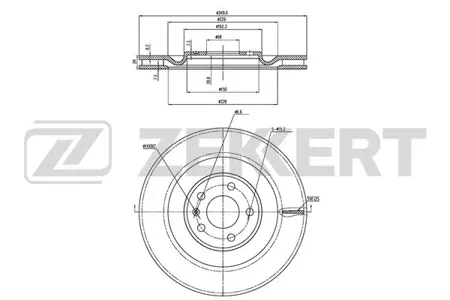 ZEKKERT BS6476 Диск торм.задний Audi A6 V 18-, A7 I, II 17-, A8 IV 17-, Q7 15-, Q8 18-, Honda Integra 02-, VW Touareg III 19-