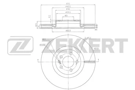 ZEKKERT BS6504 Диск торм. перед. VW Polo VI 17-