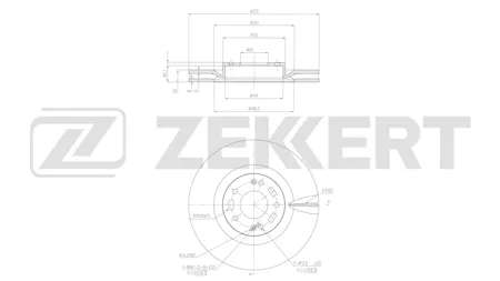 ZEKKERT BS6518 Диск торм. перед. Kia Sorento IV 20-, Hyundai Santa Fe IV 20-