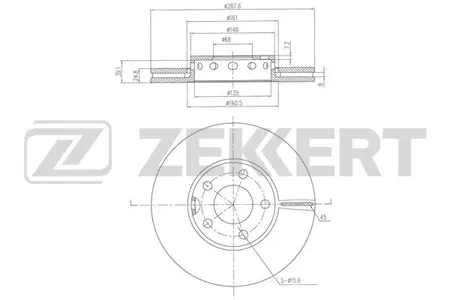 ZEKKERT BS6520 Диск торм. перед. Audi 100 90-, A4 I-III 95-, A6 I, II 94-, Skoda Superb (3U) 01-, VW Passat V 96- (без доп. отверстий)