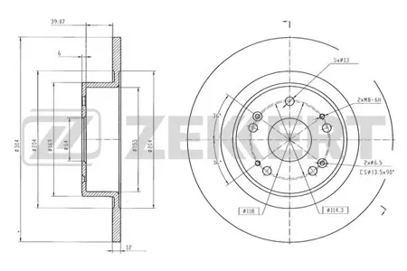 ZEKKERT BS6537 Диск тормозной задн. Haval F7 18-