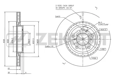 ZEKKERT BS6543 Диск торм.перед. Haval Jolion 21-
