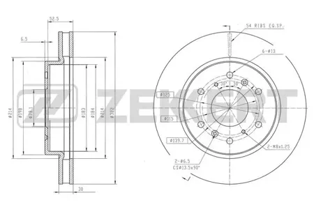 ZEKKERT BS6545 Диск торм.задний Haval H9 14-