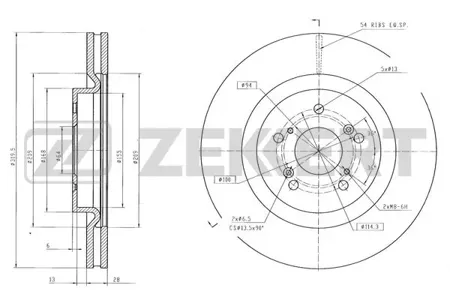 ZEKKERT BS6548 Диск торм.перед. Haval F7 18-