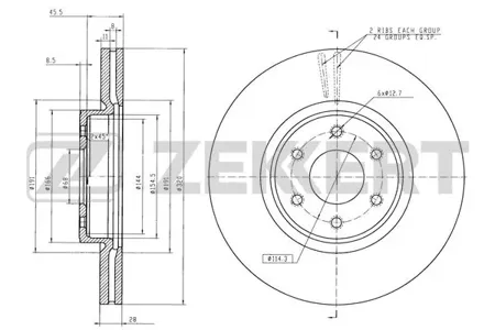 ZEKKERT BS6566 Диск торм.перед. Mercedes X-Class (470) 17-