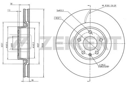 ZEKKERT BS6571 Диск торм.перед. Audi A6 V 18-, A4 V 15-, Q5 I, II 16-, A5 II 16-, A7 I, II 17-