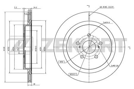 ZEKKERT BS6582 Диск торм.задний Lexus RX (L2) 15-