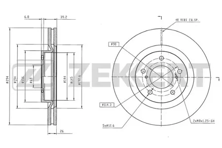 ZEKKERT BS6584 Диск торм.перед. Mitsubishi Grand is 04-