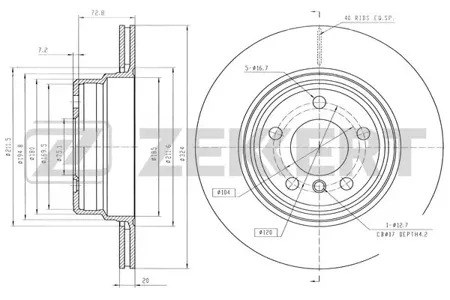 ZEKKERT BS6591 Диск торм.задний BMW X5 (E53) 01-