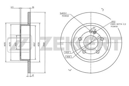 ZEKKERT BS6606 Диск тормозной задн. Mercedes C-Class (205) 13-