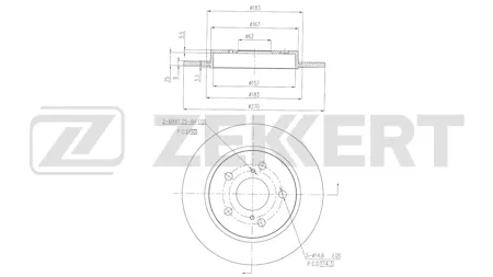 ZEKKERT BS6608 Диск торм.задний Toyota Corolla (E210) 19-