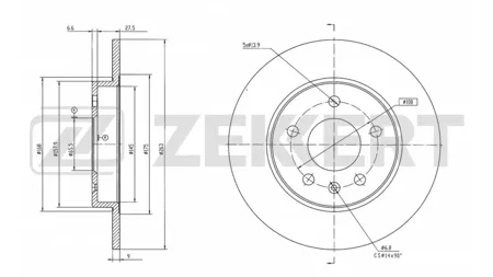 ZEKKERT BS6639 Диск торм.задний Chery Tiggo 2 (A13) 16-, Tiggo 4 17-, Tiggo 4 Pro (T9) 20-