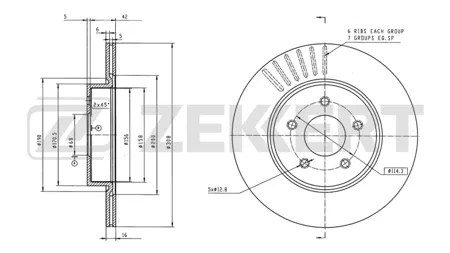 ZEKKERT BS6641 Диск торм.задний Infiniti QX50 (J55X) 18-
