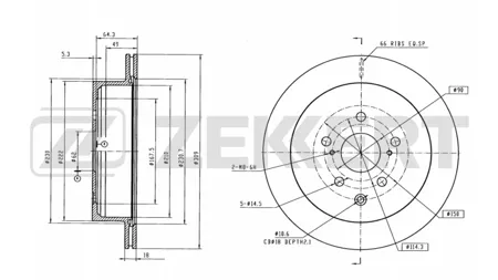 ZEKKERT BS6642 Диск торм.задний Lexus RX (AL10) 08-