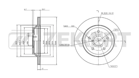 ZEKKERT BS6643 Диск торм.задний Subaru Forester (SK) 18-