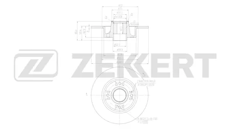 ZEKKERT BS6649 Диск торм. зад. Renault Megane II 02-, Sy Mercedes ol II 08-, Clio III 05- (с подшипником , с ABS)