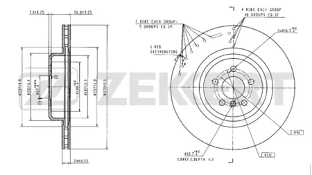 ZEKKERT BS6691 Диск торм.задний BMW 5 (G30, F90) 20-, X5 (G05, F95) 18-, 7 (G11, G12) 15-, X7 (G07) 19-