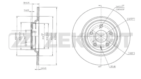 ZEKKERT BS6807 Диск торм.задний Mazda CX-9 II 16-