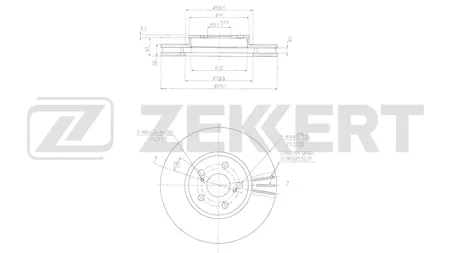 ZEKKERT BS6815 Диск торм.перед. Toyota Avensis (T220) 97-, Celica (T200) 93-, Corona (T210) 96-