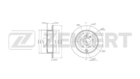 ZEKKERT BS6826 Диск торм.задний Chery Indis 11-
