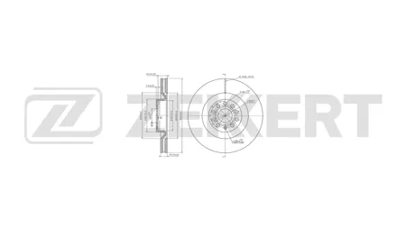 ZEKKERT BS6834 Диск торм.перед. VW Passat VI 07-, Golf V, VI 05-, Audi A3 II 04-