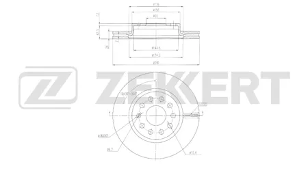 ZEKKERT BS6850 Диск торм.перед. Jetta VS5 19-, VS7 19-, VA7 24-