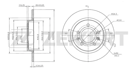 ZEKKERT BS6865 Диск торм.задний Changan CS55 Plus 19-