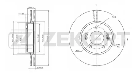 ZEKKERT BS6871 Диск торм.перед. Changan Eado 14-, Eado Plus 20-