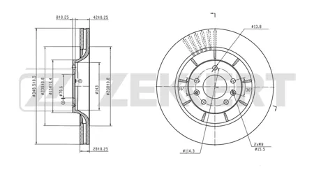 ZEKKERT BS7000 Диск торм.перед. Changan CS95 17-, CS95 Plus 23-