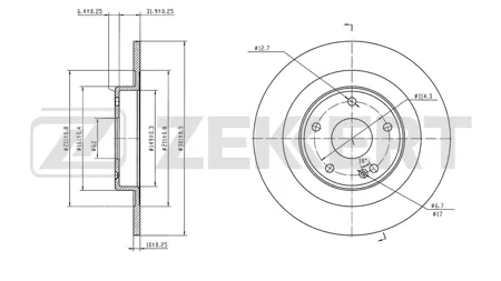 ZEKKERT BS7003 Диск торм.задний Changan UNI-V 22-, Lamore 23- (для двигателя 2.0)