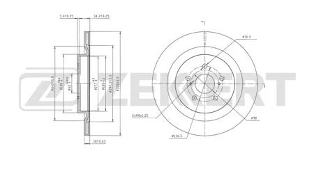ZEKKERT BS7004 Диск торм.задний Toyota Highlander (U70) 19-
