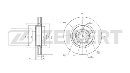 ZEKKERT BS7013 Диск торм.перед. Chery Arrizo 8 (M1E) 22-
