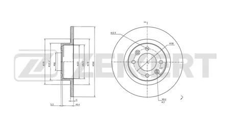 ZEKKERT BS7034 Диск торм.задний Lada Vesta (GFL, GFK) 15-, X-Ray (GAB) 19-